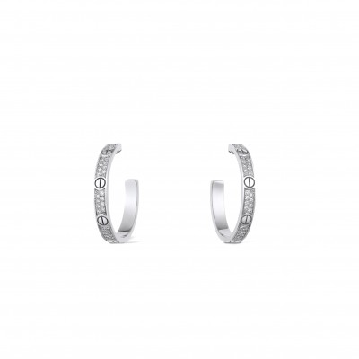 CARTIER LOVE HOOP EARRINGS, MEDIUM MODEL, PAVED N8515193